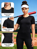 CADMUS Women's Workout Shirts for Running Yoga Tee Shirts Dry Fit Pack of 5/3 Small 18# Black+black+white+white, 4 Pack