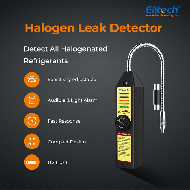 Elitech Freon Leak Detector Halogen Refrigerant Gas Leak Detector HVAC Tester AC Sniffer R22 R410A R134A 1234YF, WJL-600