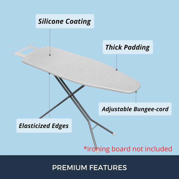 SAVUK Ironing Board Cover and Pad Standard Size Silicone Coated 4 Layers 15x54 inch Extra Heavy Duty Thick Padding, Heat Reflective, Non Stick