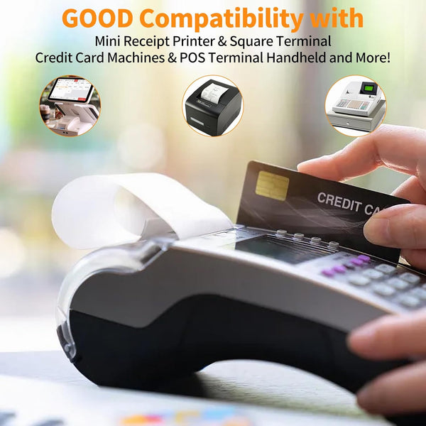 2 1/4'' x 50' Thermal Receipt Paper 50 Rolls, 2.25x50ft Receipt Roll Cash Register Paper - For Credit Card Machine POS Terminal Clover Mini