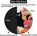 Black Cat Flower Small Mouse Pad, Cute Aesthetic Anime Mousepad with Non-Slip Rubber Base, Round Mouse Pads for Desk Accessories Laptop Gaming