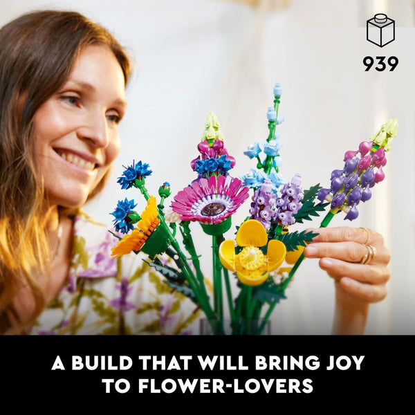 LEGO Botanicals Artificial Wildflower Bouquet - Fake Indoor Flowers Building Set for Home, Kitchen, Desk Decoration, Adults Ages 18+ - Gift for