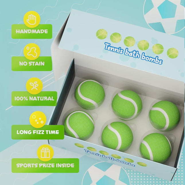 6Pc Sporty Kids Bath Bombs with Surprise inside - Girls & Boys Bath Toys W/ 6 Sports Prizes - Perfect for Birthdays, Hol