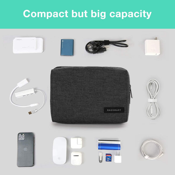 BAGSMART Electronics Organizer Travel Case, Small Cord Bag, Tech Organizer as Travel Accessories for Men Women, Cable Essentials for Phone, SD