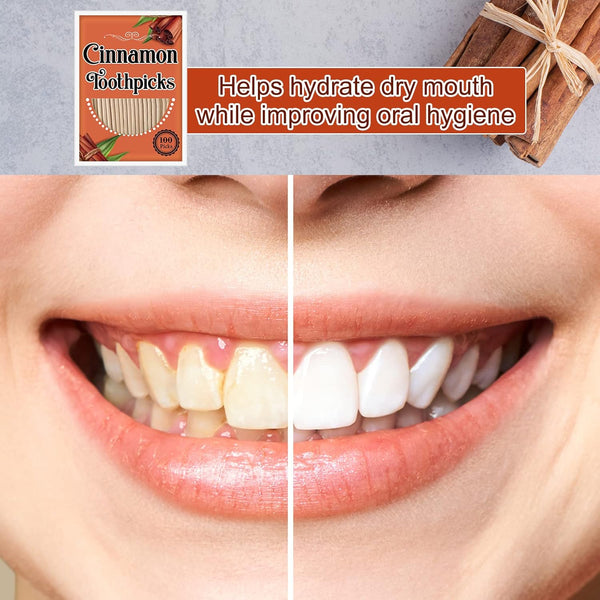 Irenare 600 Pcs Toothpick Cinnamon Wood Flavored Cinnamon Toothpicks Bulk for Adults Disposable Oral Hygiene Teeth Dental Care, 6 Pack