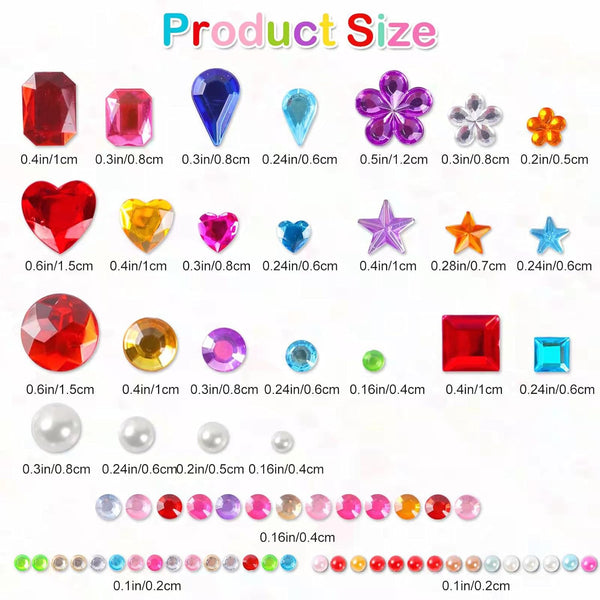MYDBUYSOME 2774pcs Gem Stickers Jewels for Crafts, Self Adhesive Rhinestone Jewel Stick on Gems, Acrylic Bling Heart Stickers, Craft Supplies for Kids