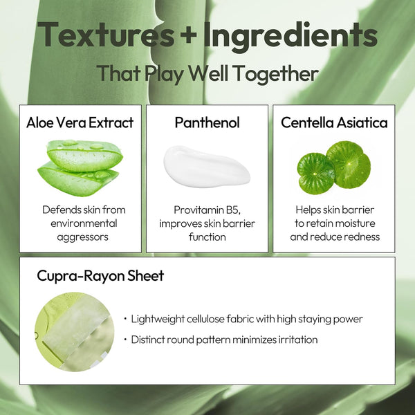 LAPCOS Aloe Sheet Mask, Daily Face Mask with Cucumber and Aloe Gel to Calm and Moisturize Skin, Korean Beauty Favorite, 5-Pack