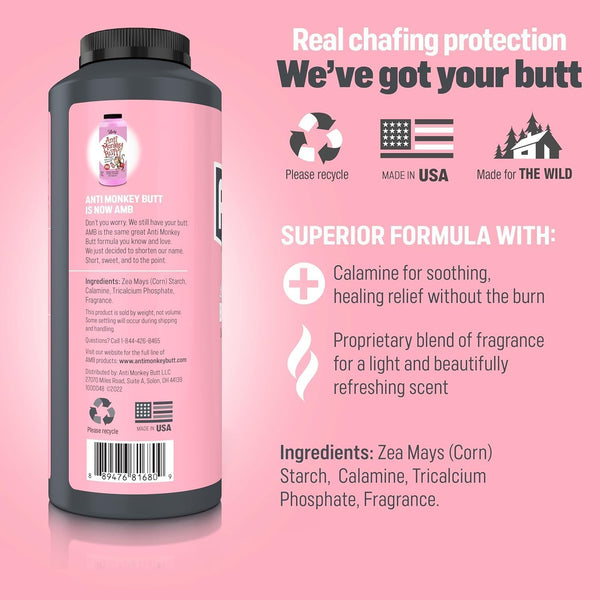 Anti Monkey Butt Body Powder for Women - Talc-Free Anti Chafing Powder for Sweat, Friction, & Itch Relief - Calamine Body Powder for Thigh