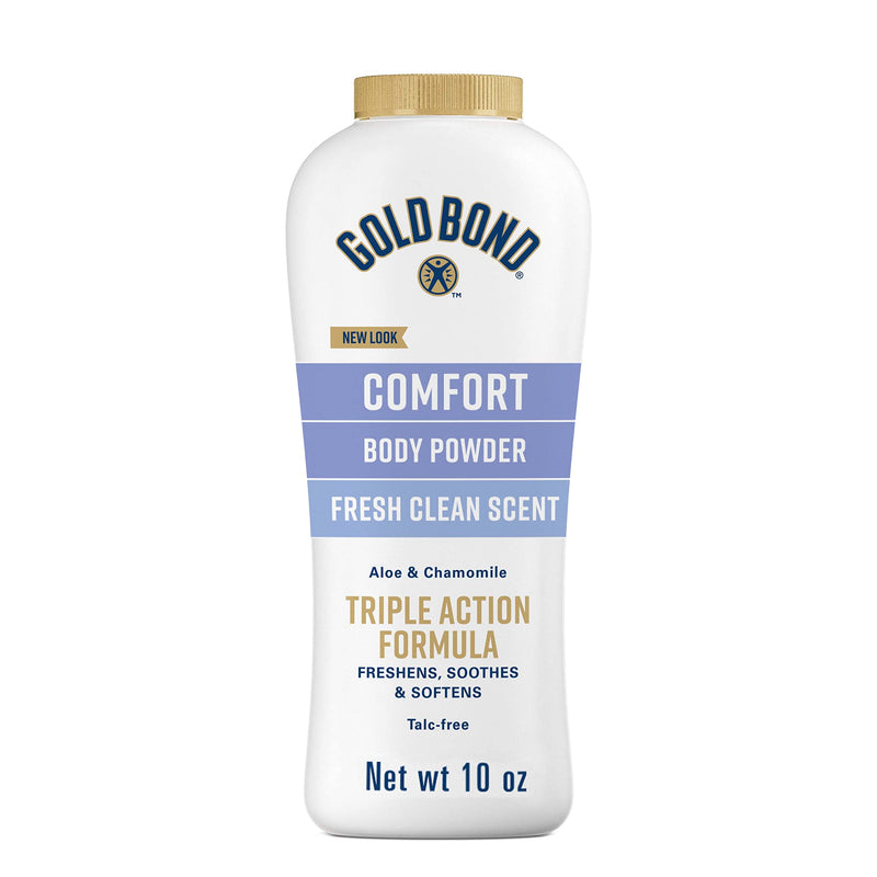 Gold Bond Comfort Body Powder, 10 Oz., Talc-Free, Fresh Clean Scent with Aloe & Chamomile