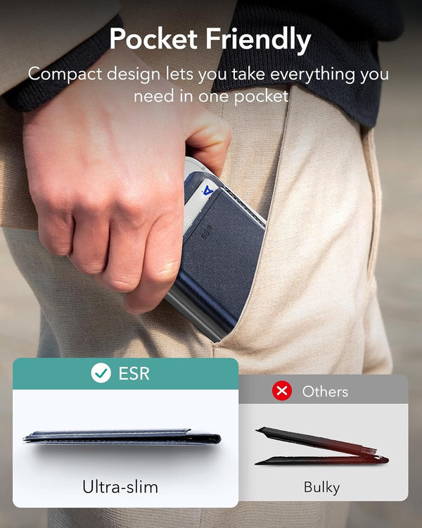 ESR for MagSafe Wallet with Stand, RFID Blocking, MagSafe Ring Included, 5 Cards Holder for Phone Case, Slim Magnetic Wallet for iPhone