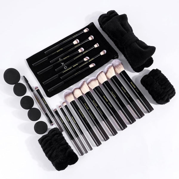 MAANGE Makeup Brushes 30 Pcs Makeup Kit, Multi-Functional Makeup Tool Set with 20 Pcs Makeup Brush Foundation Brush Make up Brushes Set with Bag,Black