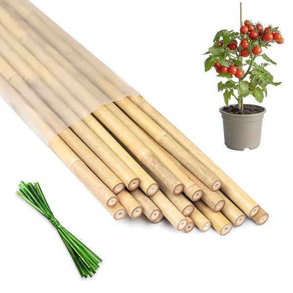 Plant Stakes 18inch, HAINANSTRY 20Pcs Natural Bamboo Sticks Garden Stakes 18 inches, 20 pack