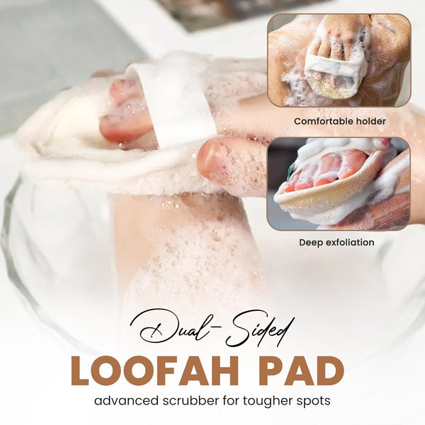Loofah Exfoliating Body Scrubber Pack - Ramie Shower Pouf, Natural Bath Sponge, Women Bathing Sponges for Exfoliation, Organic Washing Glove, Soft
