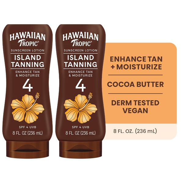 Hawaiian Tropic Island Tanning Lotion, SPF 4, Twin Pack 8 Ounce (Pack of 2)