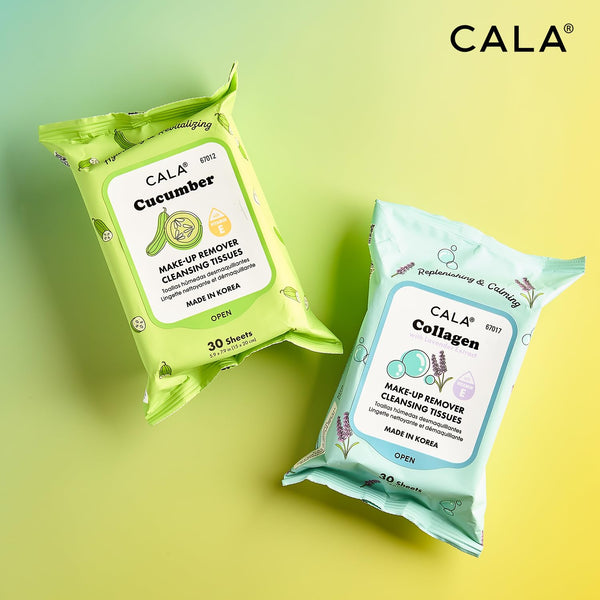 CALA Cucumber Makeup Remover Cleansing Tissues, Removes Makeup + Waterproof Eye Makeup Without Irritation, Deep Cleansing Wipes Leave Skin Soft