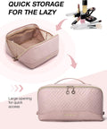 BAGSMART Makeup Bag, Travel Cosmetic Bags Water-Resistent Makeup Case for Women Portable Pouch Open Flat Make up Organizer for Toiletries,