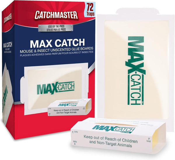 Catchmaster Max-Catch Mouse & Insect Glue Trap 72PK, Mouse Traps Indoor for Home, Sticky Pest Control Adhesive Tray for Catching Bugs, Bulk