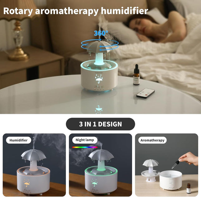 Humidifiers for Bedroom,Aromatherapy Essential Oils Diffuser,Quiet Ultrasonic Clouds and Cool Mist Humidifier, 7 Colors 