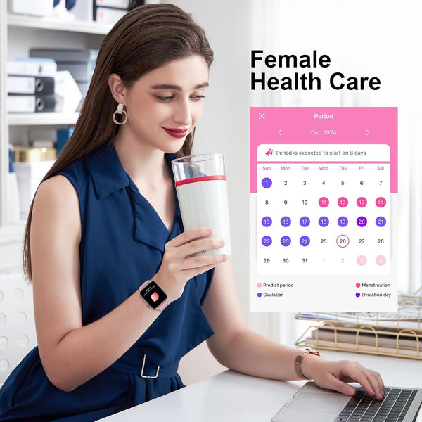 Smart Watch for Android iPhone-Call Receive/Dial/Read Message/AI Control-1.9" HD Screen-IP67 Waterproof Fitness Smartwatch-Blood Pressure/Heart