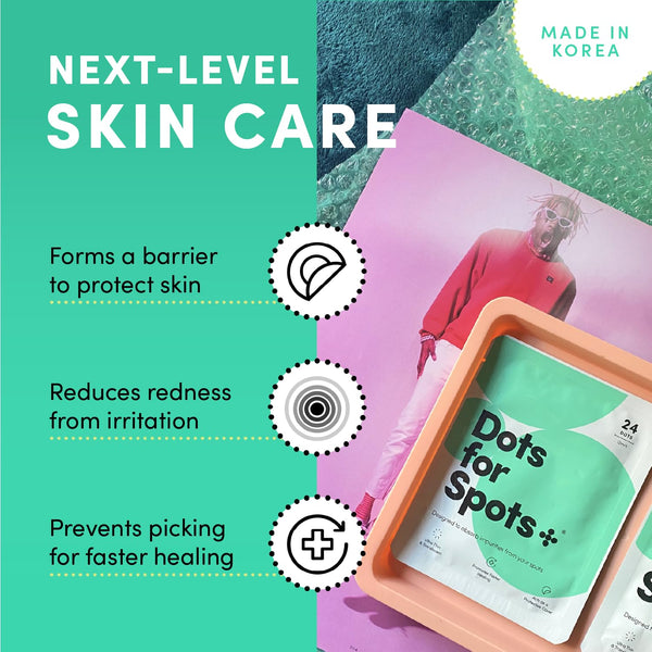 Dots for Spots Acne Pimple Patch For Face, Fast Acting, Translucent Hydrocolloid Zit Pimple Patches that Unclog Pores, Korean Skincare, Vegan,