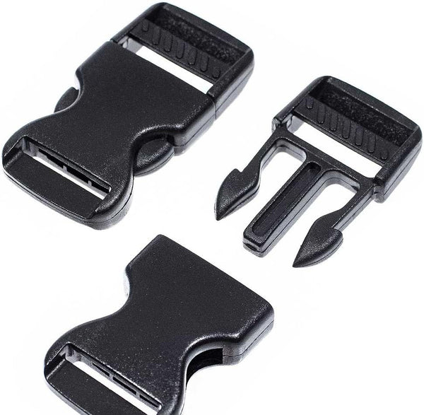 5 Set Each of 1 Inch Flat Side Release Buckles and Tri-Glides with 5 Yards of Nylon Webbing Straps - Ideal for DIY Luggage Straps, Pet Collar,
