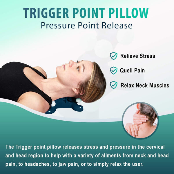 Trigger Point Pillow - Head and Neck Pain Relief Traction Device- Acupressure Support Relaxer for Tension Headache Relief, Improved Decompression