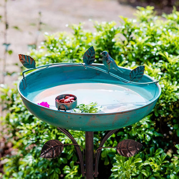 DREAMSOUL 5 Prongs Base Bird Bath with Metal Stake, Garden Bird Bath for Outdoors Tall Bird Bath Cast Iron Freestanding & Lightweight Bird