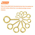 HELIFOUNER 200 Pieces 0# Screw Eyes, Screw in Eye Hooks, Metal Screw Eye Pins Hooks, Brass Plated Steel Screw Eyes, Gold 0# Gold