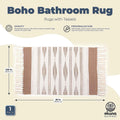 Okuna Outpost Bathroom Rugs - Bohemian Bath Rug with Tassels & Low Pile - Washable Cotton Bath Mat & Shower Rug - Bohemian Decor - 23.6 x 35