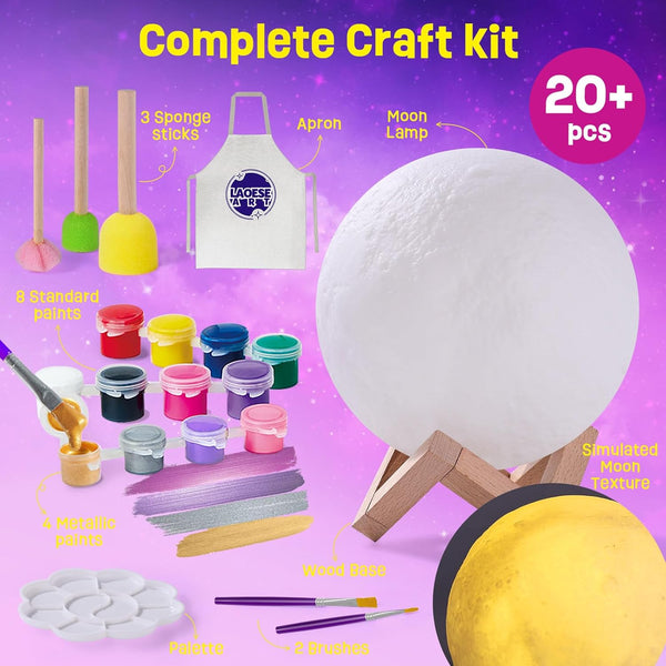 Paint Your Own Moon Lamp Kit, Cool Gifts DIY 3D Space Moon Night Light, Art Supplies Arts & Crafts Kit, Arts and Crafts for Kids Ages 8-12, Toys