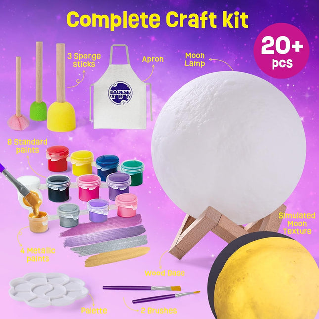 Paint Your Own Moon Lamp Kit, Cool Gifts DIY 3D Space Moon Night Light, Art Supp