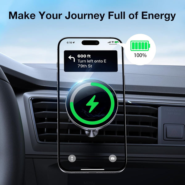 Coolpow for Magsafe Car Mount ChargerÃ£ÂÂ100% StableÃ£ÂÂ 15W Magsafe Car Charger, Car Phone Holder Charger Mag Safe Car Accessories for Women Men