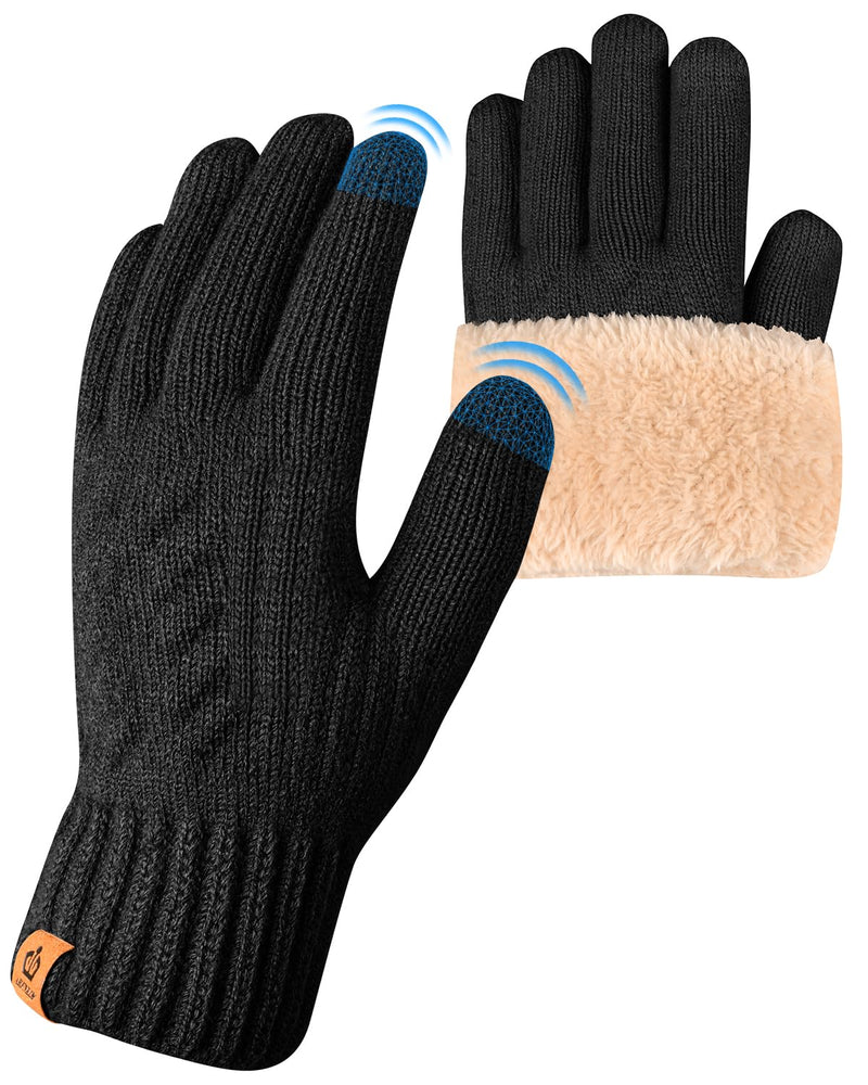 Thermal Winter Gloves-Fleece Lining for Men Women Black