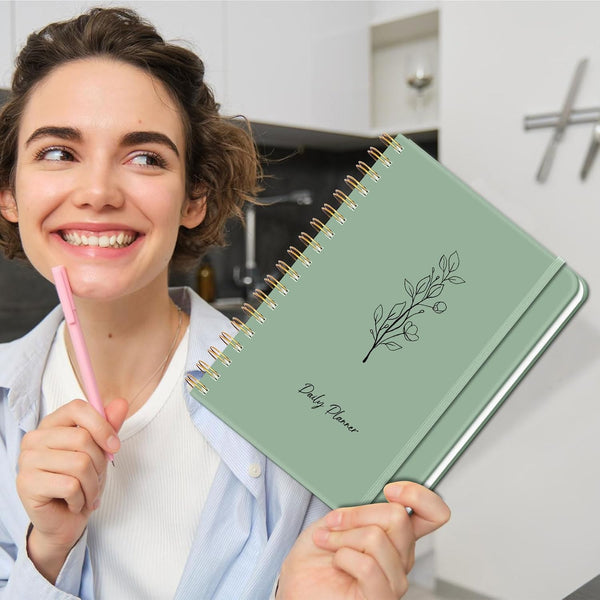 Undated Daily Planner with Hourly Schedule, to Do List Spiral Notebook, Easily Organize Your Work Tasks and Appointments, Perfect School or Office