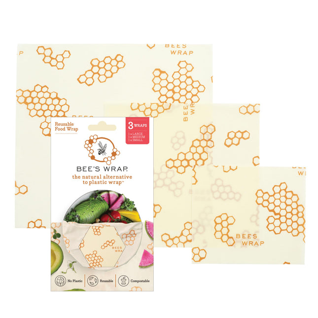 Bee'S Wrap Beeswax Wraps for Food - Honeycomb 3 Pack (S, M, L) Made in USA Reusa