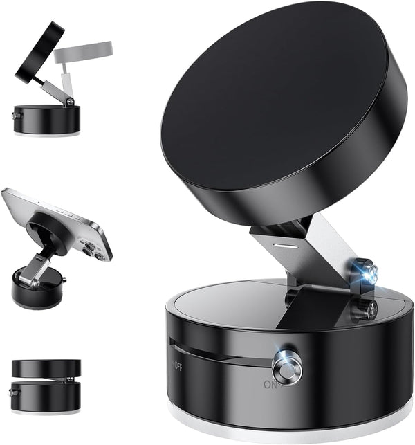 Vacuum Suction Magnetic Phone Holder, Upgraded Suction Cup Phone Holders, Magnetic Car Phone Holders for Phone and All Smartphones, Portable Phone