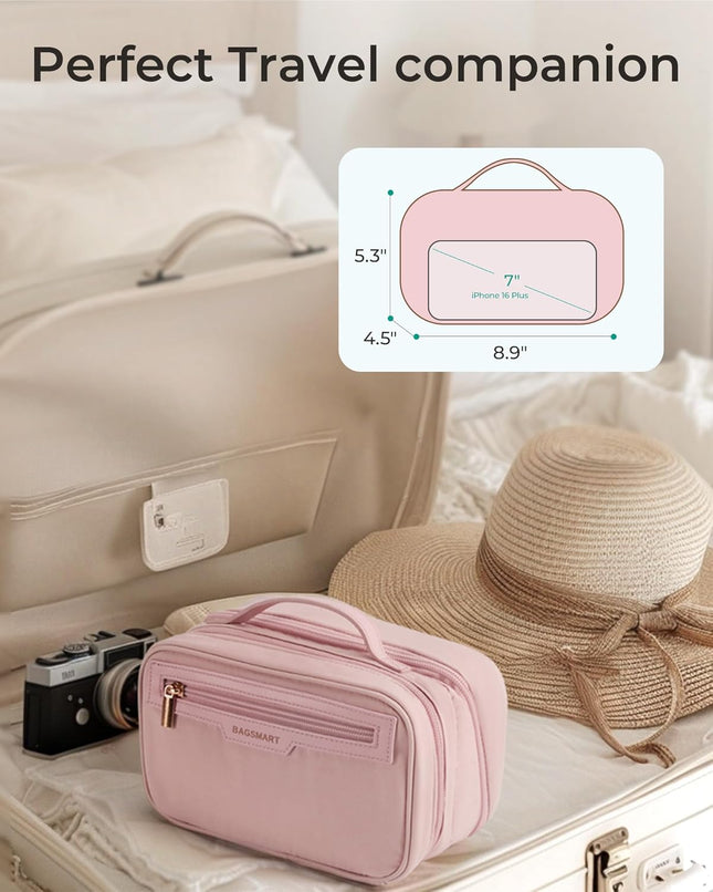 BAGSMART Travel Makeup Bag, Make up Bag with Multiple Compartments for Organizer