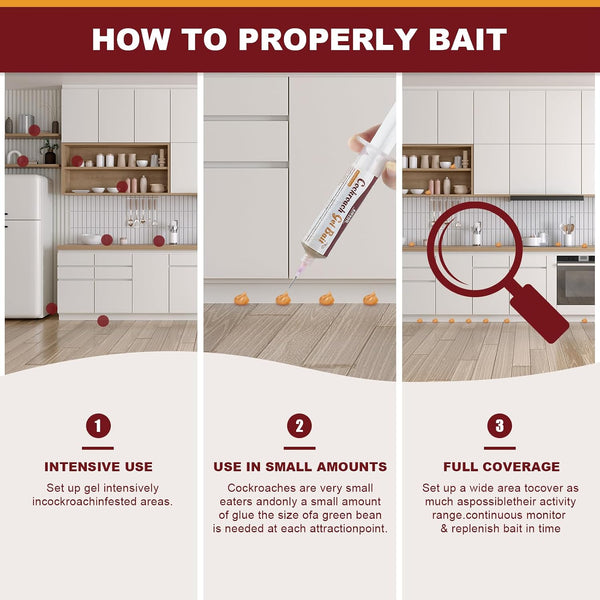 Indoor & Outdoor Cockroach Gel Bait - 4 Tubes, Ready-to-Use Cockroach Control