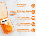 DreamGenius Travel Razors for Women Include 1 Handle and 5 Cartridges, Extra Smooth 5-Blade Travel Essentials Razor with Case for Shaving, Orange