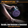 POWERTEC PRO 50PK, 5 Inch Sanding Discs Hook and Loop, 40/60/80/120/220 Grit, Zirconia Orbital Sander Sandpaper for 5 & 8 Hole Random Orbital
