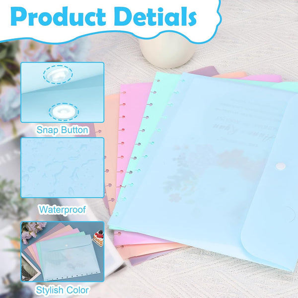 10 Pack Discbound Pocket 8.5 * 11.1 Inch Letter Size Pocket Dividers Discbound Notebook Planner Plastic Envelopes Planner Pocket Inserts for