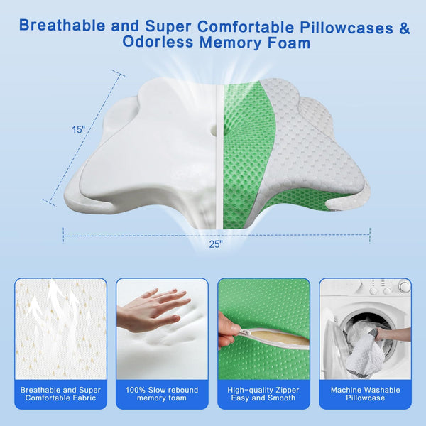 Pain Relief Cervical Pillow for Neck Support,Adjustable Ergonomic Pillow Cozy Sleeping,Odorless Orthopedic Memory Foam Pillows,Contour Bed Pillow