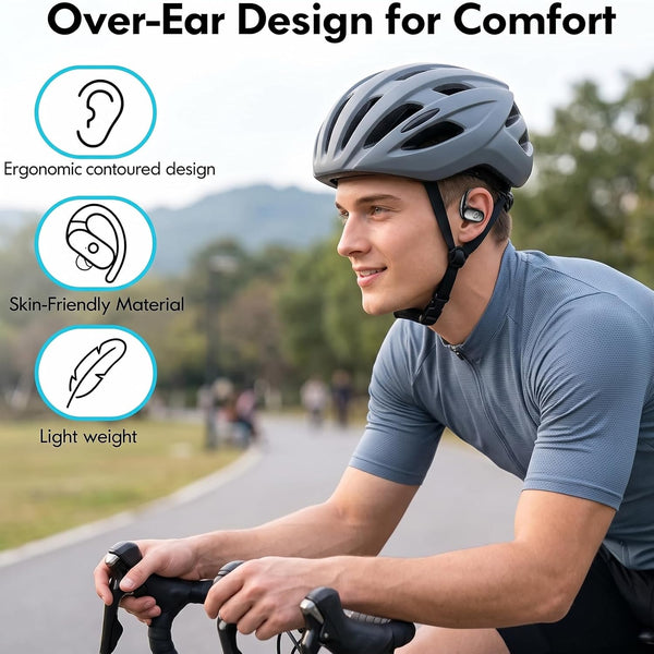 kurdene Wireless Earbuds Bluetooth Headphones with Secure Earhooks 60Hrs Black