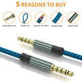 MCSPER 2 Pack TRRS 3.5mm Audio Cable, 5Ft 4-Conductor (4 Pole) with Mic[Microphone Compatible] Nylon Braided Aux Cord Compatible Car Home