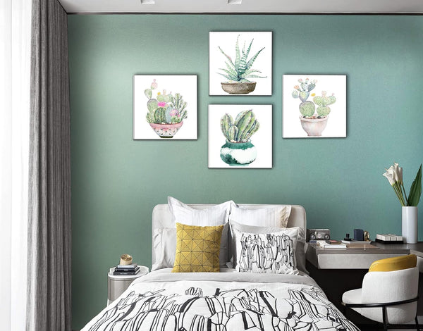 Dgbtcart Succulent Plants Bathroom Decor Wall Art, Green Cactus Pictures Canvas Print, Botanical Paintings for Bedroom Living Room Office