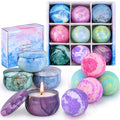 Bath Bombs Gift Set - 5 Large Fizzy Spa Bombs with 4 Scented Candles for Women - Moisturizing Bubble Bath with Essential Oils for Valentine's,