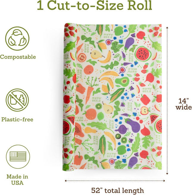Bee'S Wrap Beeswax Wraps for Food - Garden Party Cut to Size Wax Paper Roll - Ma