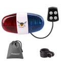 Oumers Bicycle Police Sound & Light, Bike LED Horn Siren, 6 LED Lights, 4 Sounds, Waterproof Accessories