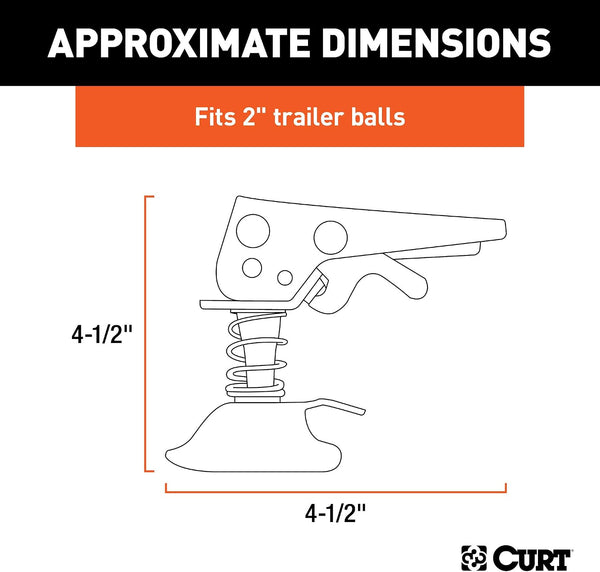 CURT 25194 Posi-Lock Coupler Replacement Latch for 2-Inch Trailer Hitch Ball, CLEAR ZINC