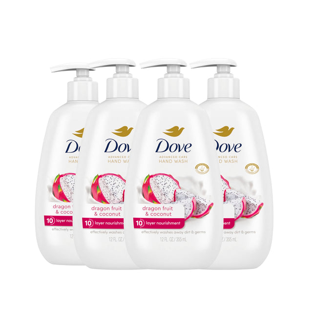 Dove Advanced Care Hand Wash 4 Count for Effectively Washing Away Dirt & Germs, 